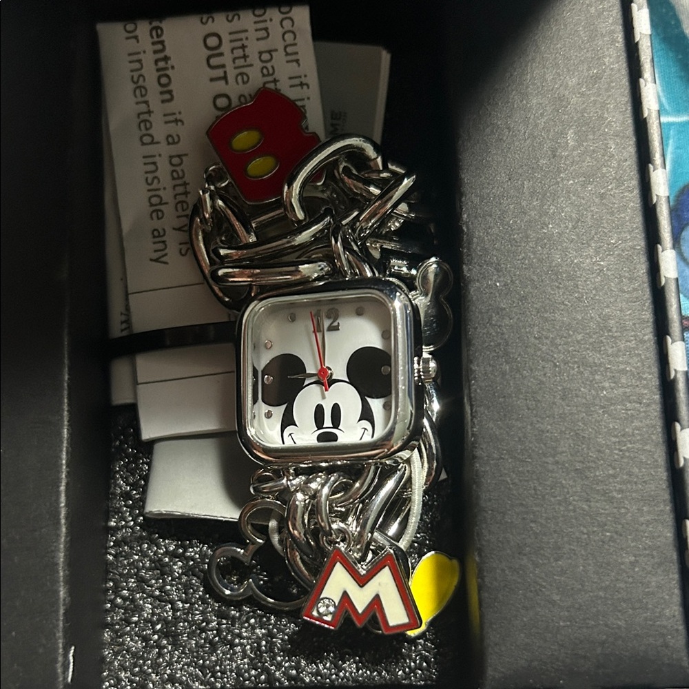 Disney Silver and Red Mickey Mouse Watch